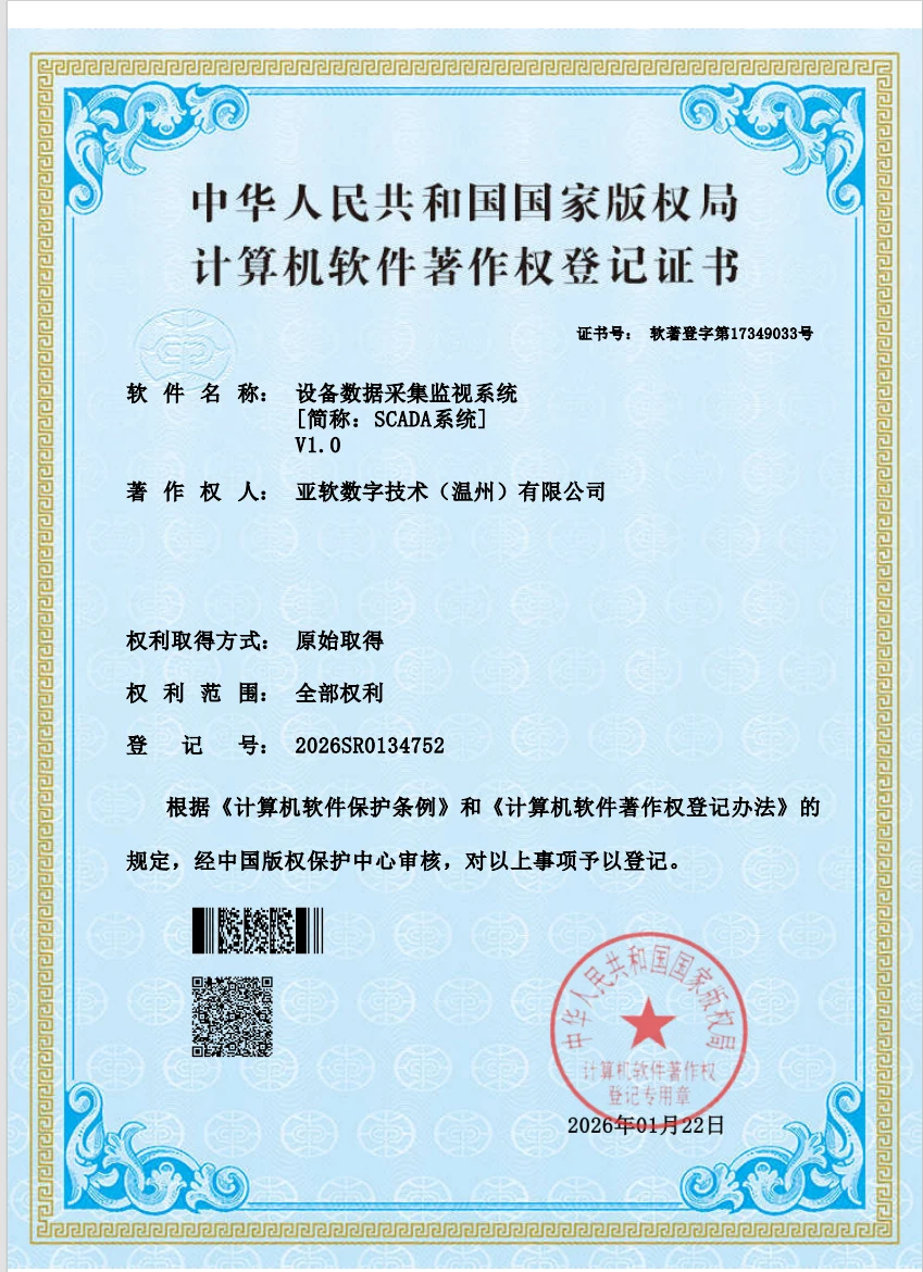SCADA 软件著作权登记证书